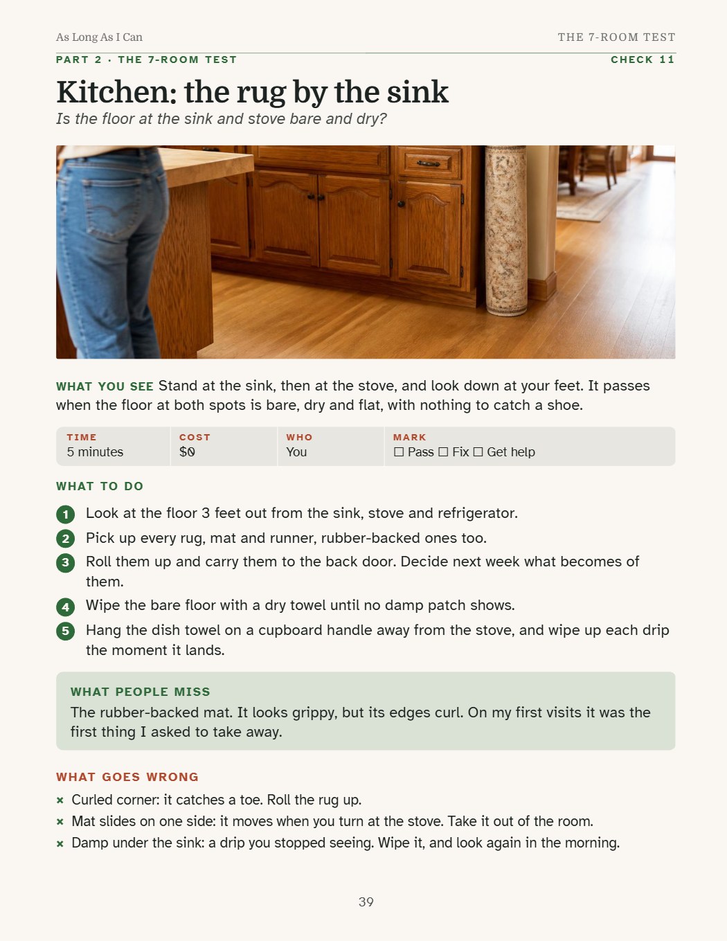 Book page 39: Kitchen: the rug by the sink